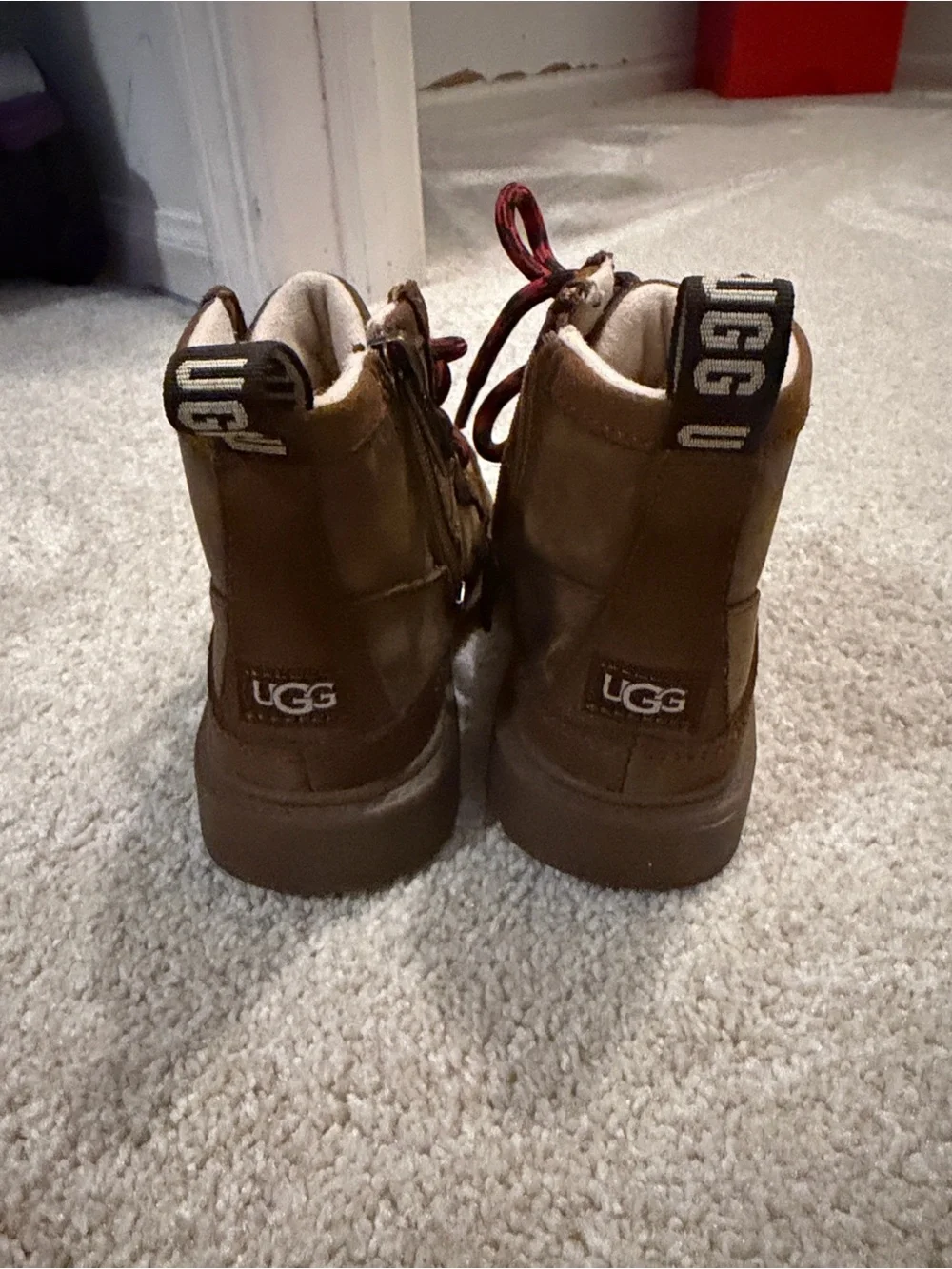 UGG Kids' Robley Weather Boots in walnut brown leather